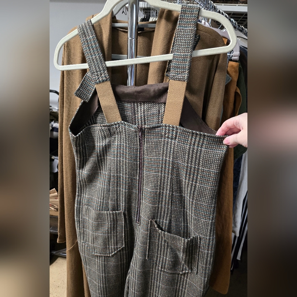 RevivALL Clothing Wool Overalls Houndstooth Medium - Picture 2 of 7